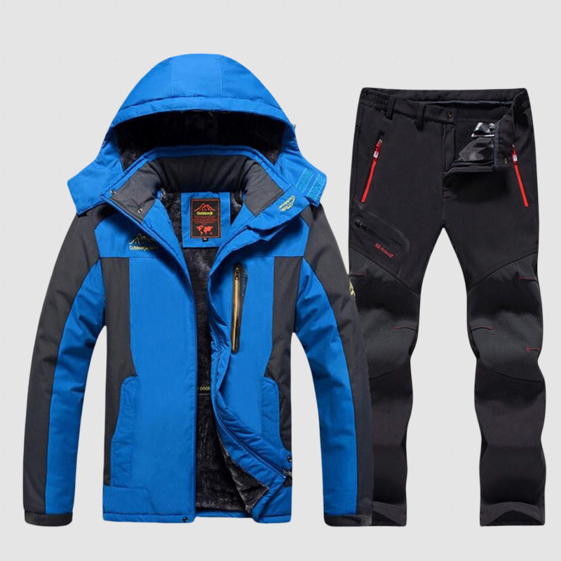 Men’s Outdoor Jacket and Trousers Set with Fleece Lining for Winter