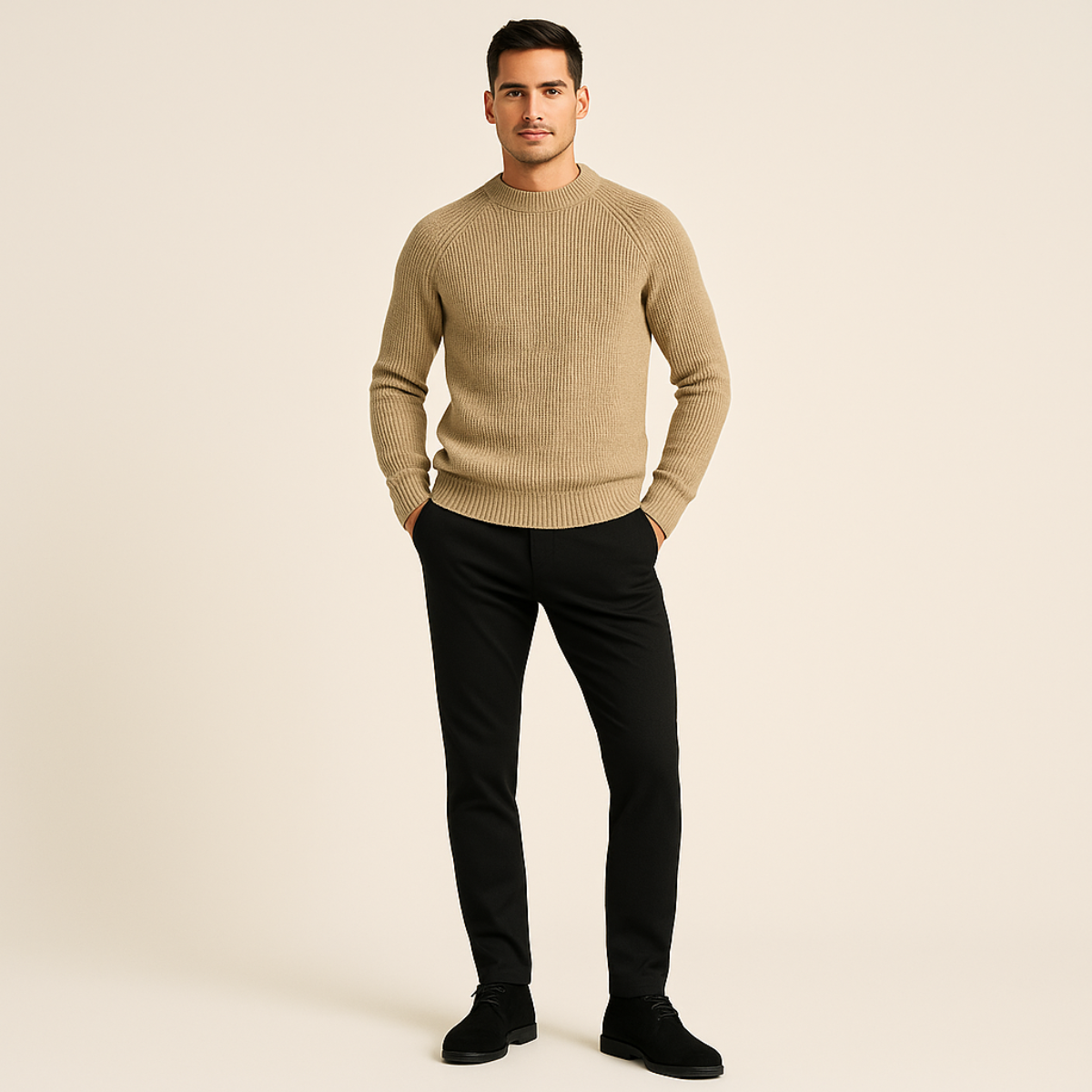 Men’s Wool Crew Neck Knit Jumper for Winter