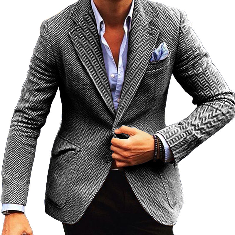 Men's Timeless Herringbone One-Button Blazer 78324567Y