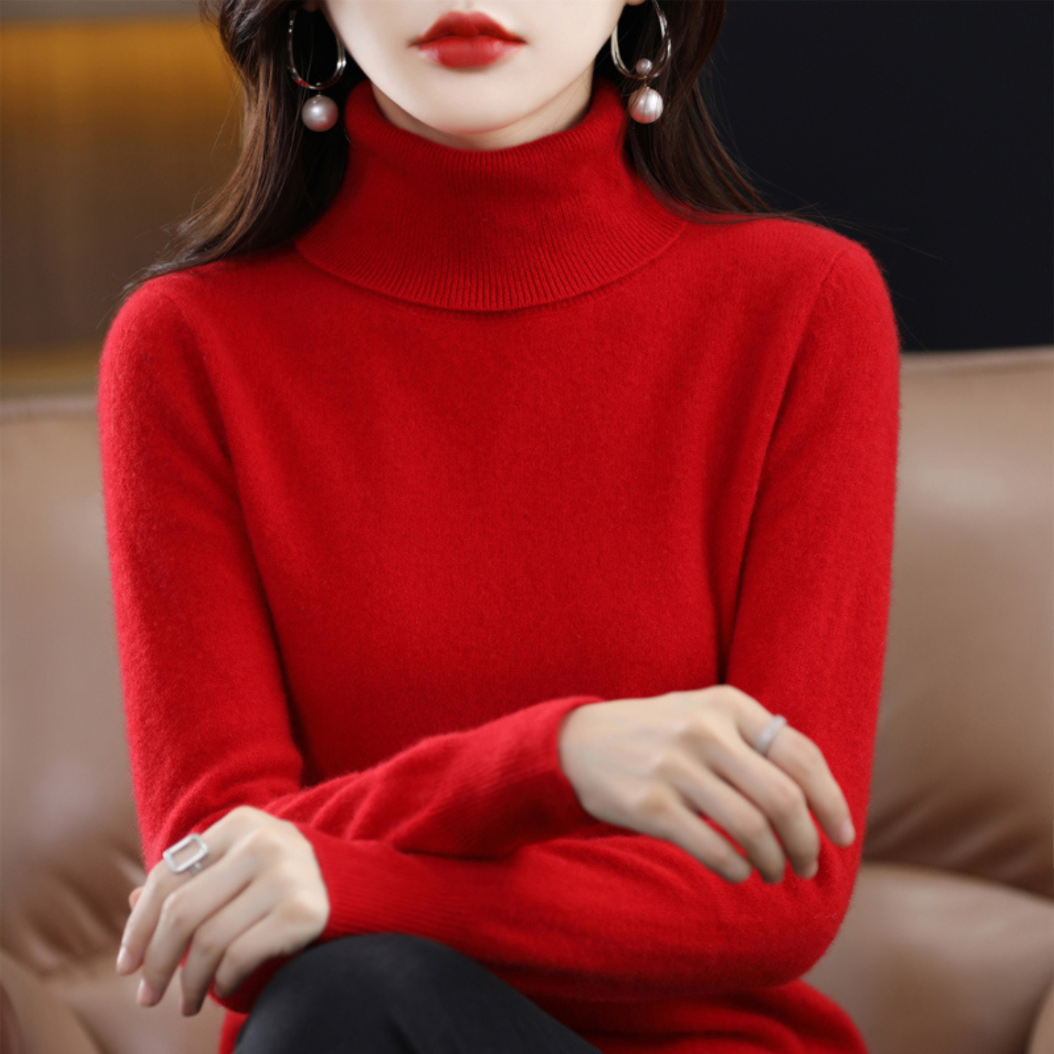Women’s Merino Wool Turtleneck Jumper for Winter