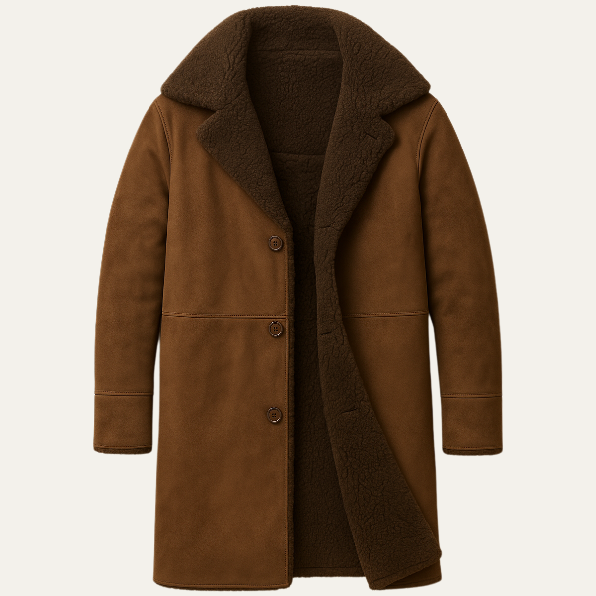 Men’s Shearling Leather Coat for Winter