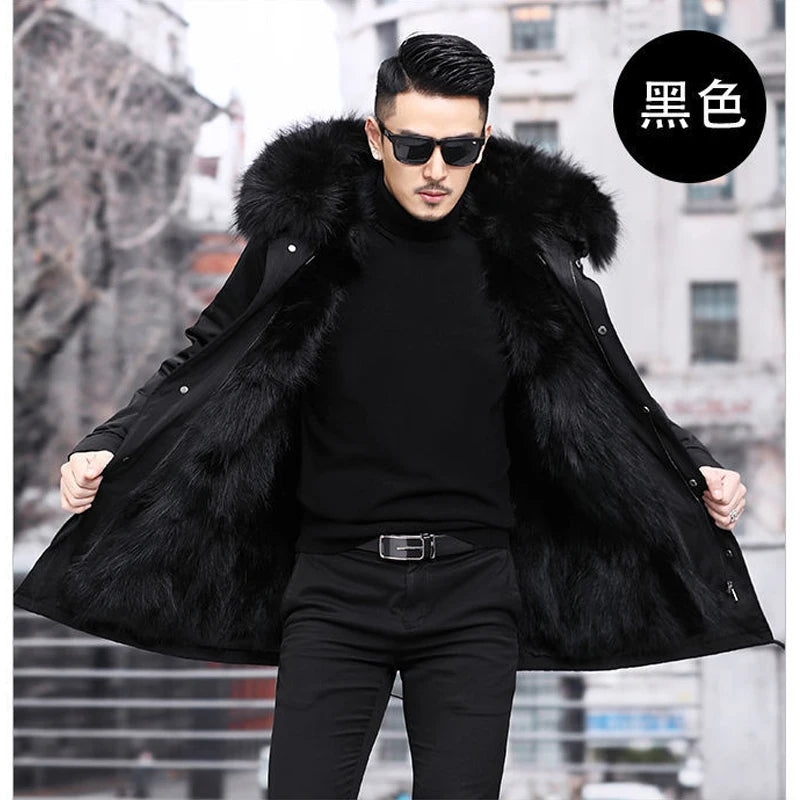 Men’s Down Parka Coat with Fur Lining for Winter