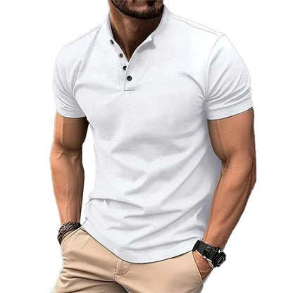 Men's Plain Buttoned Henley Neck Athletic Polo Shirt 94736203Y