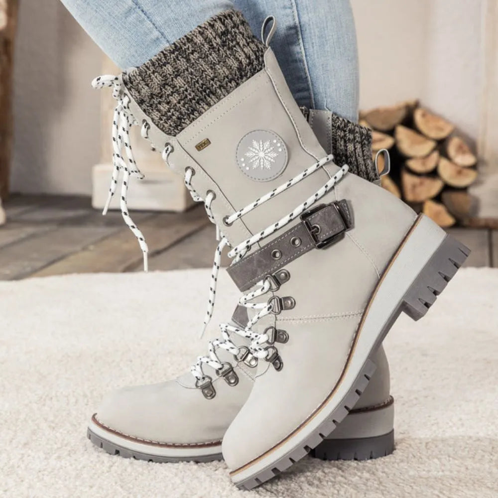 Women’s Leather Winter Boots with Fleece Lining for Cold Weather