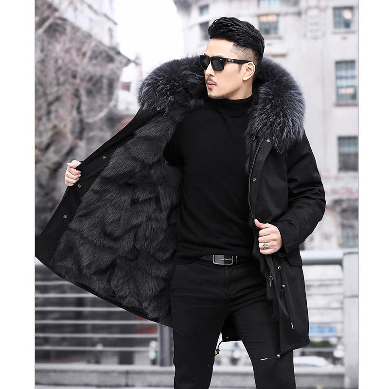 Men’s Down Parka Coat with Fur Lining for Winter