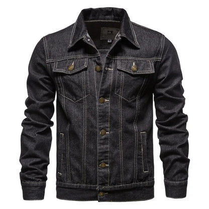 Men's Classic Denim Jacket with Twin Chest Pockets 9H3J5K1N