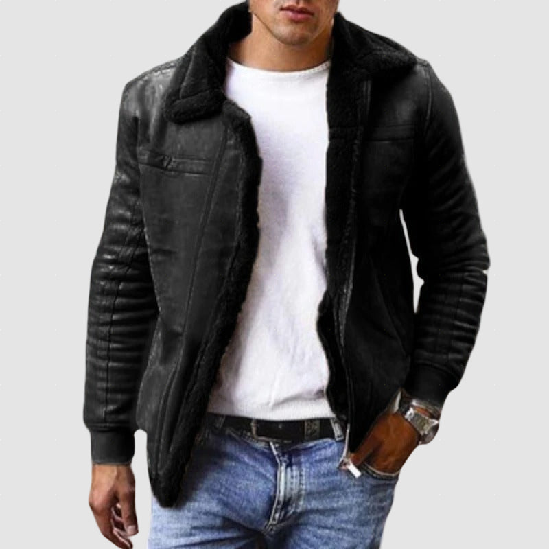 Men’s Winter Leather Jacket | Fleece-Lined Jacket for Cold Weather