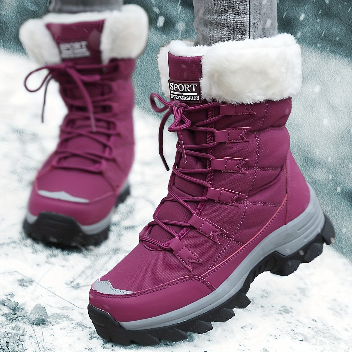 Women’s Winter Snow Boots with Fleece Lining for Cold Weather