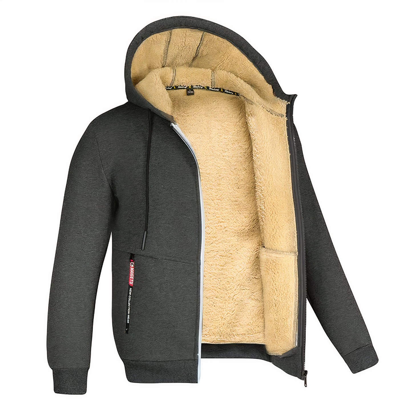 Men's Fleece Lined Zip Hoodie for Winter