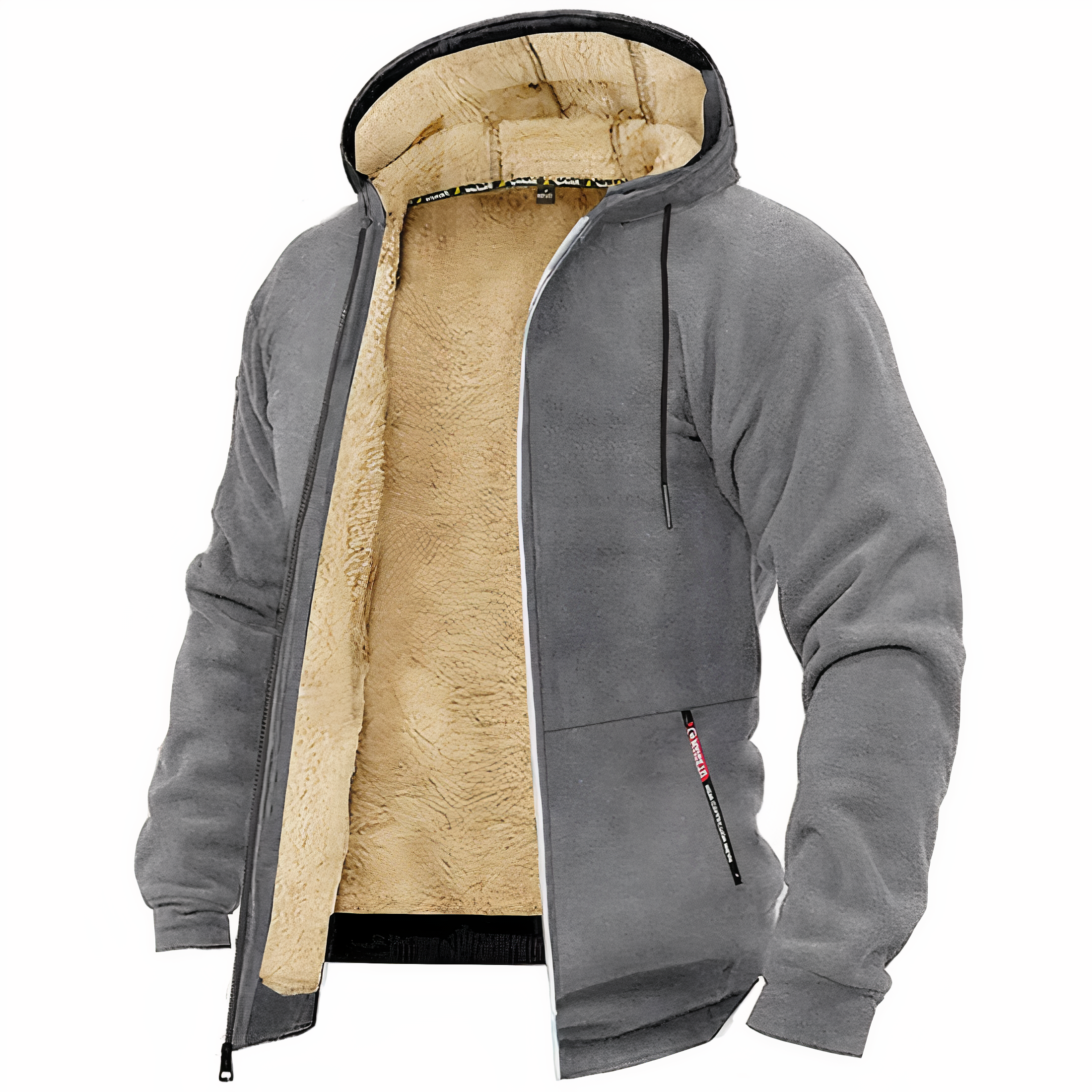 Men's Fleece Lined Zip Hoodie for Winter