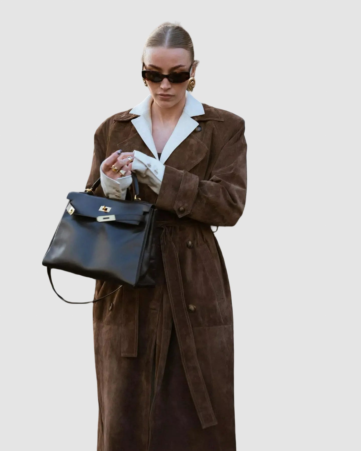Women’s Suede Trench Coat for Winter