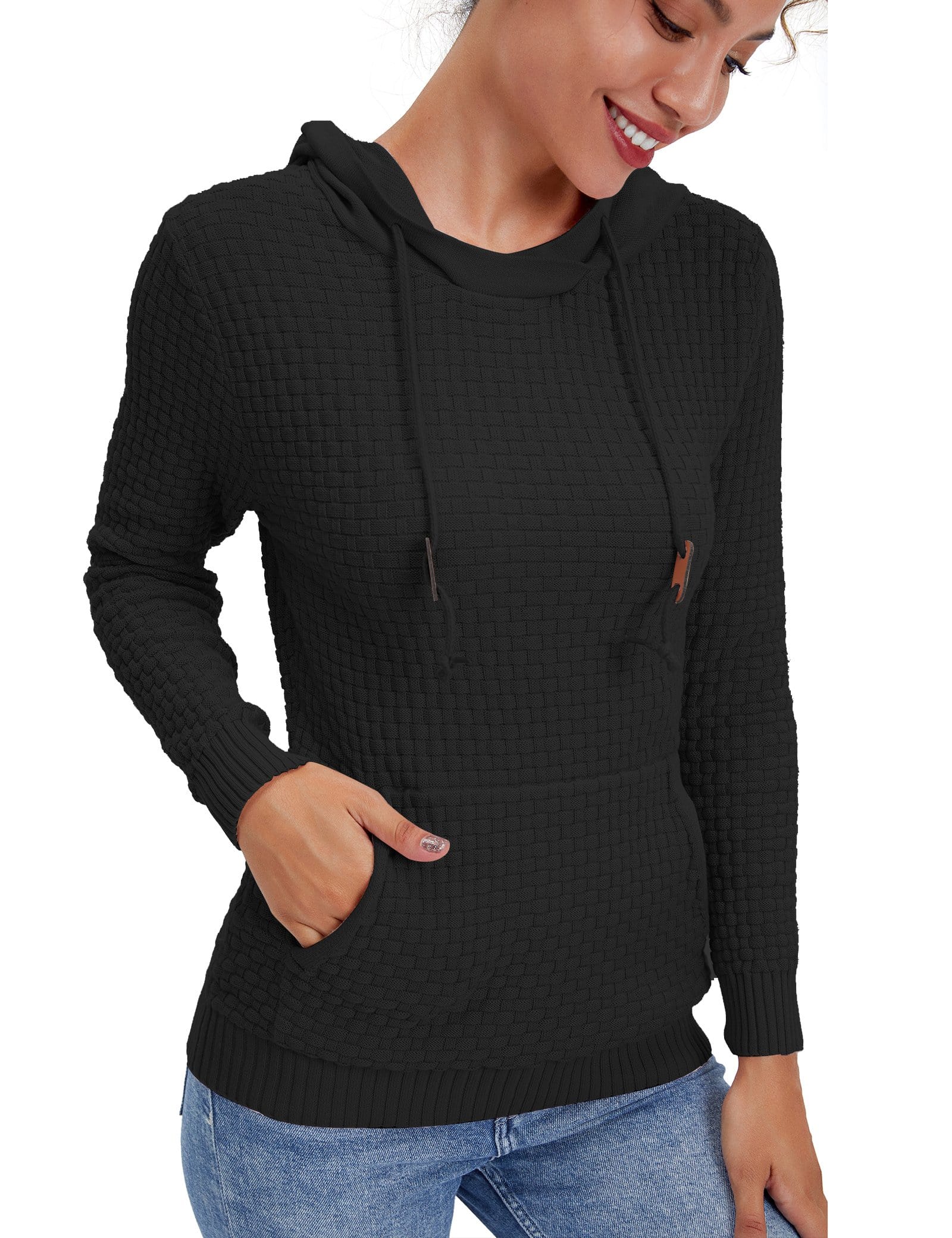 Women’s Knitted Hoodie Cotton Blend Warm Winter Jumper