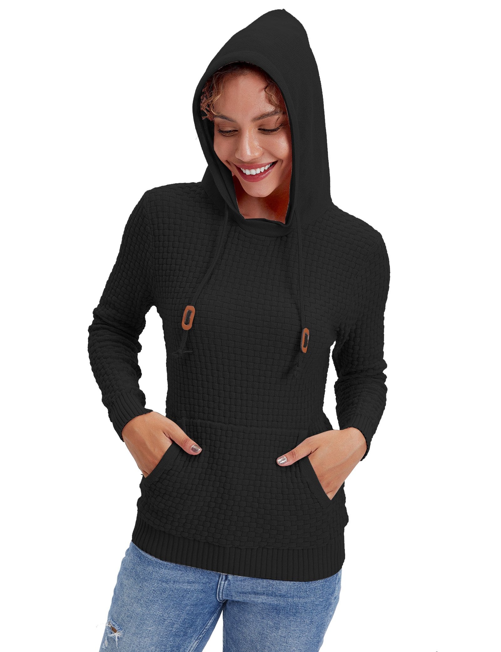 Women’s Knitted Hoodie Cotton Blend Warm Winter Jumper