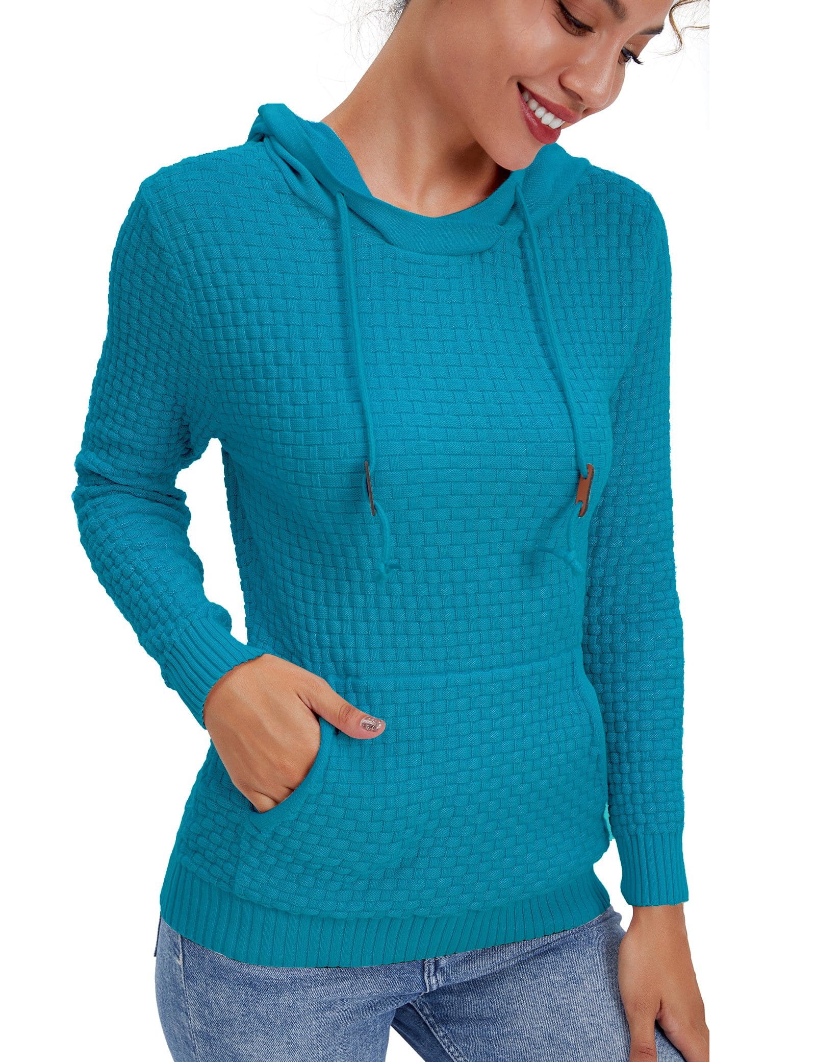 Women’s Knitted Hoodie Cotton Blend Warm Winter Jumper