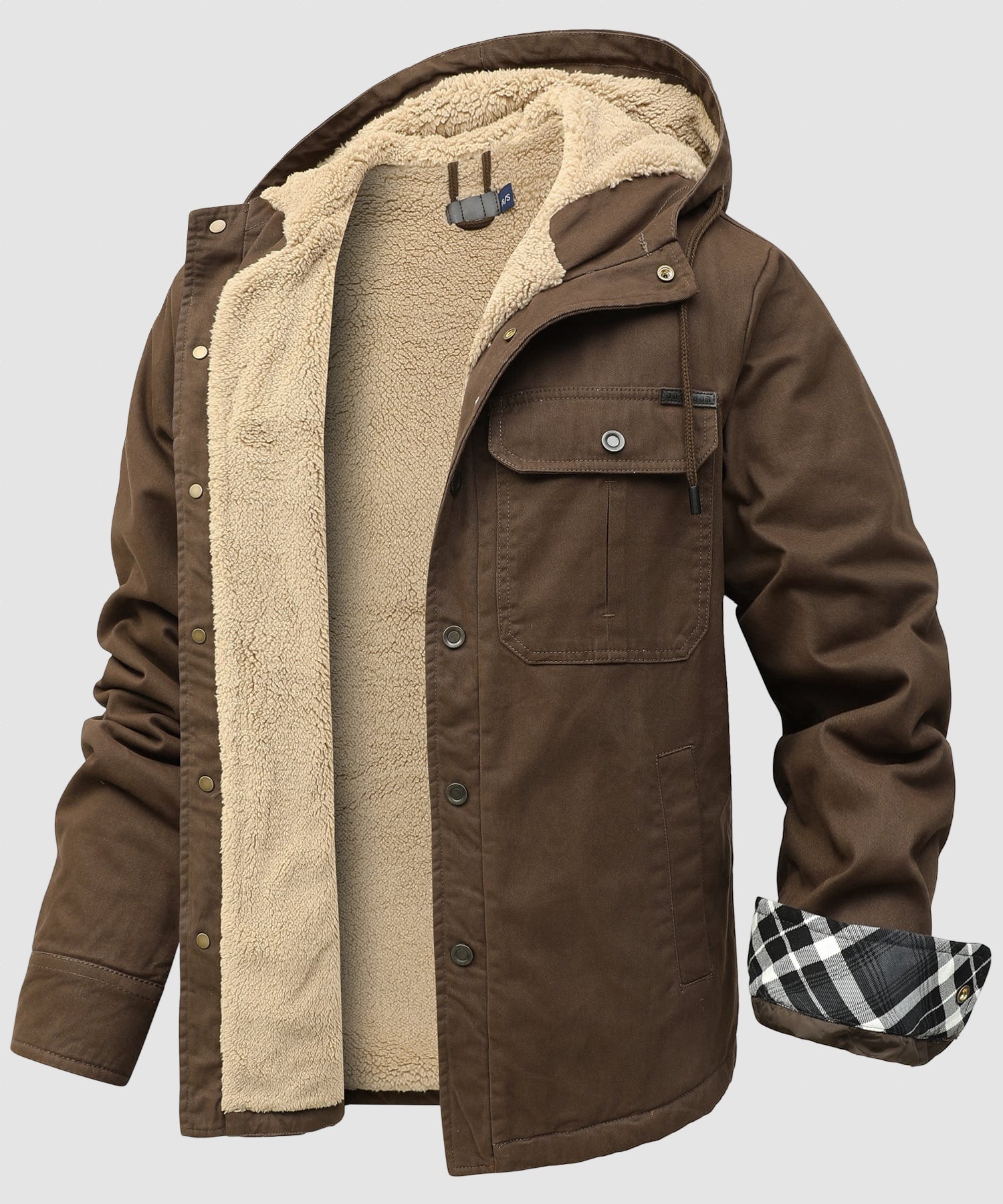 Men’s Fleece Lined Hooded Jacket Warm Cotton Winter Coat
