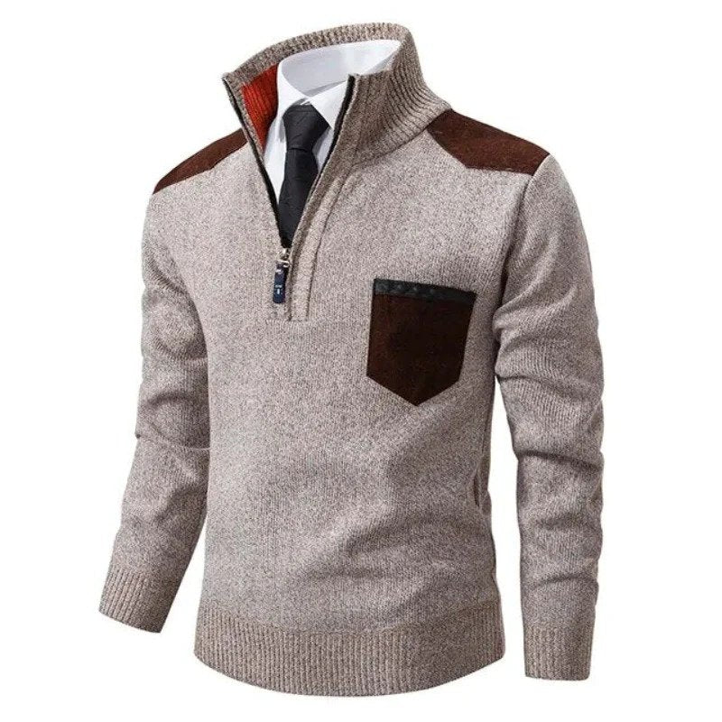Men’s Merino Wool Half Zip Knit Jumper for Winter
