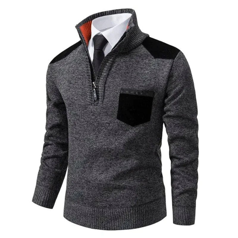 Men’s Merino Wool Half Zip Knit Jumper for Winter