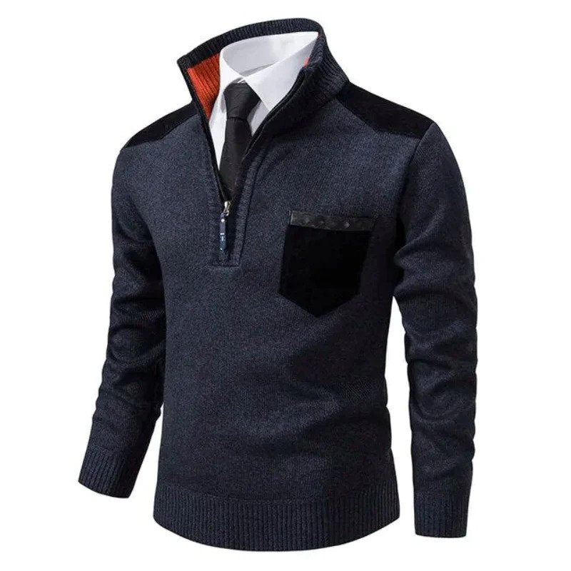 Men’s Merino Wool Half Zip Knit Jumper for Winter