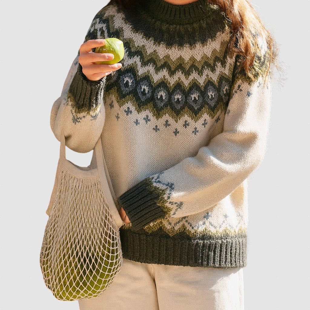 Women’s Wool Knit Jumper Winter Nordic Style Sweater