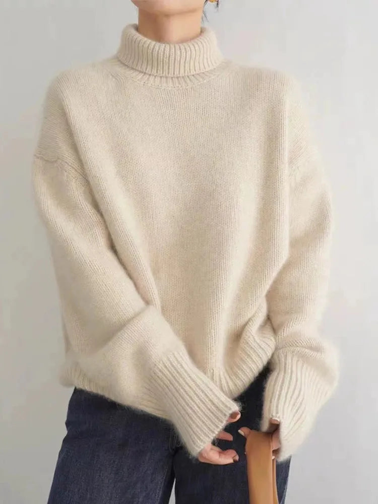 Women’s Merino Wool Turtleneck Knit Jumper for Winter