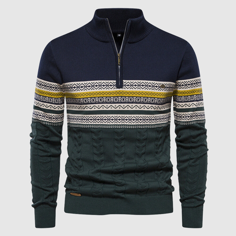 Men’s Wool Half Zip Knit Jumper for Winter