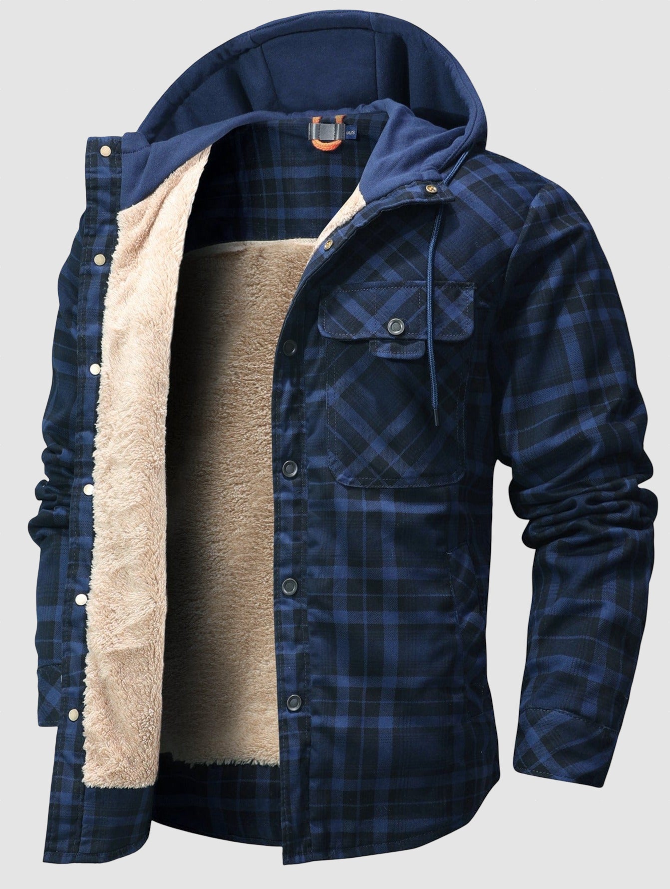 Men’s Hooded Fleece Lined Shirt Jacket for Winter