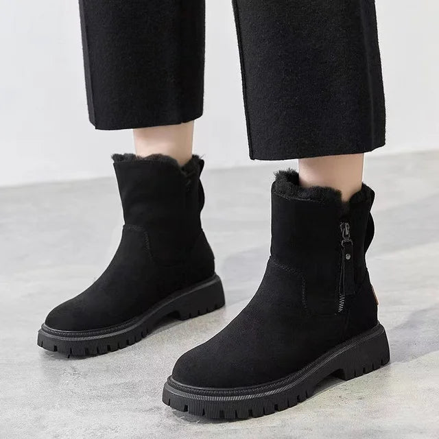 Women’s Winter Leather Ankle Boots with Warm Lining