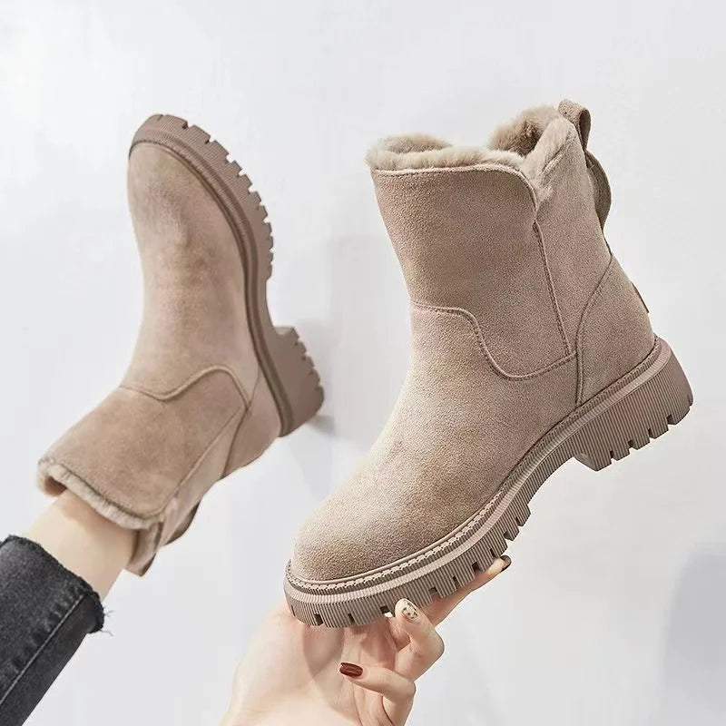Women’s Winter Leather Ankle Boots with Warm Lining