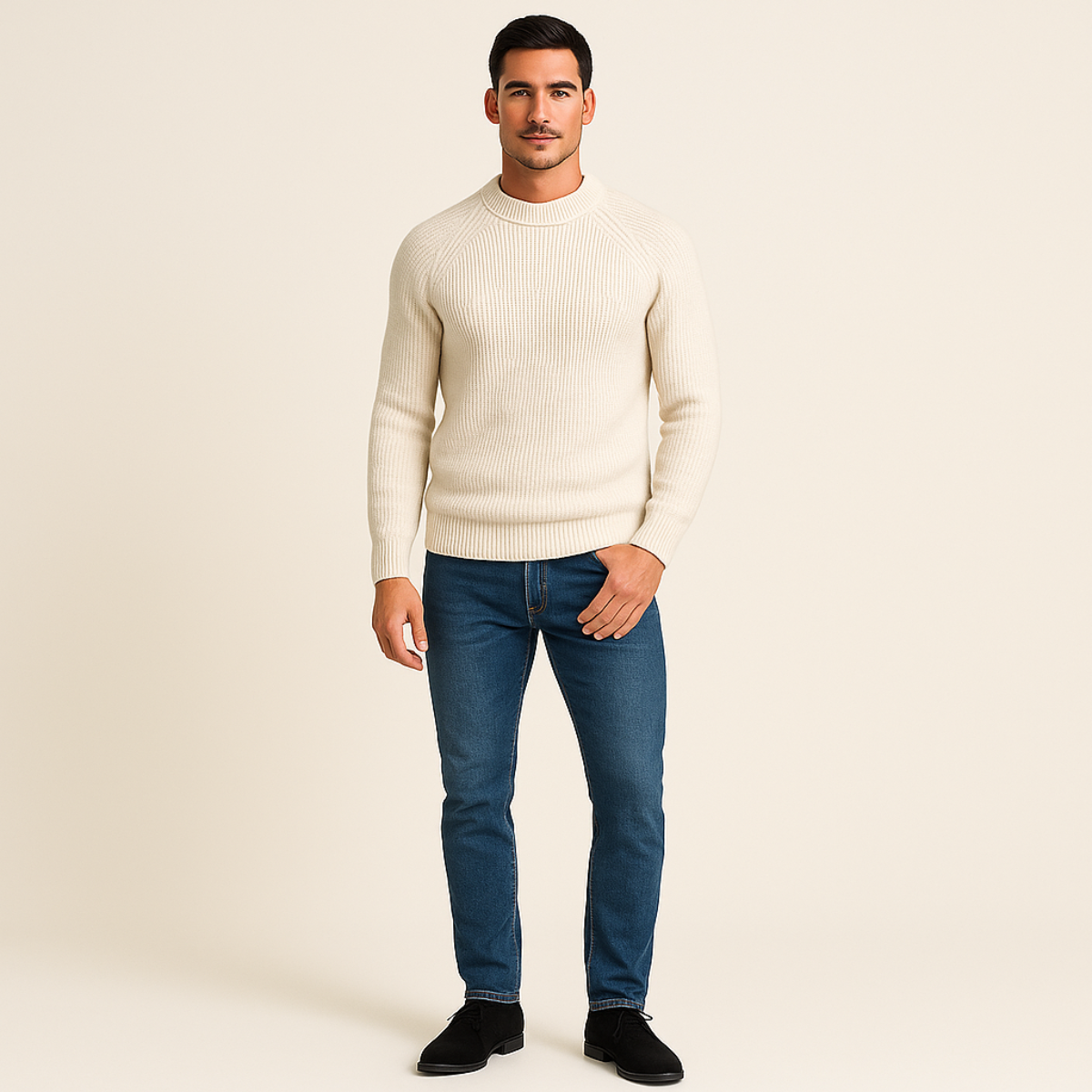 Men’s Wool Crew Neck Knit Jumper for Winter