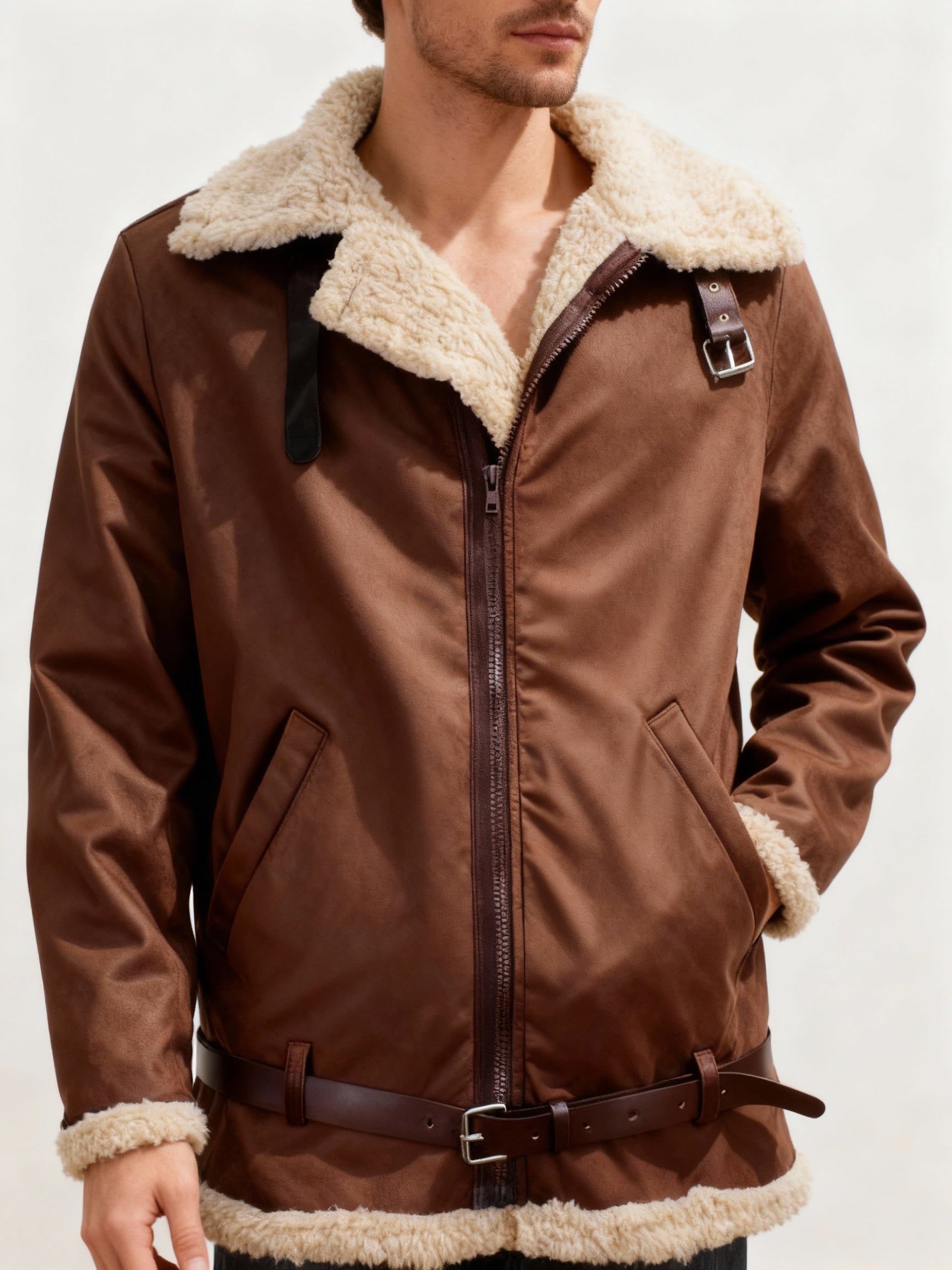 Men’s Shearling Leather Jacket for Winter