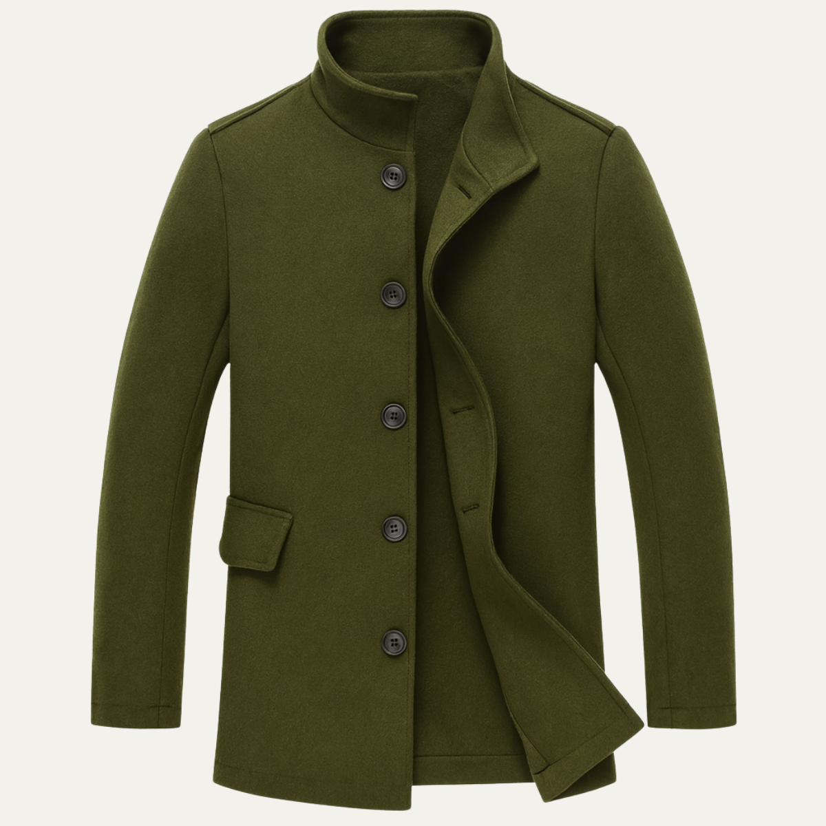 Men’s Wool Blend Stand Collar Coat for Winter