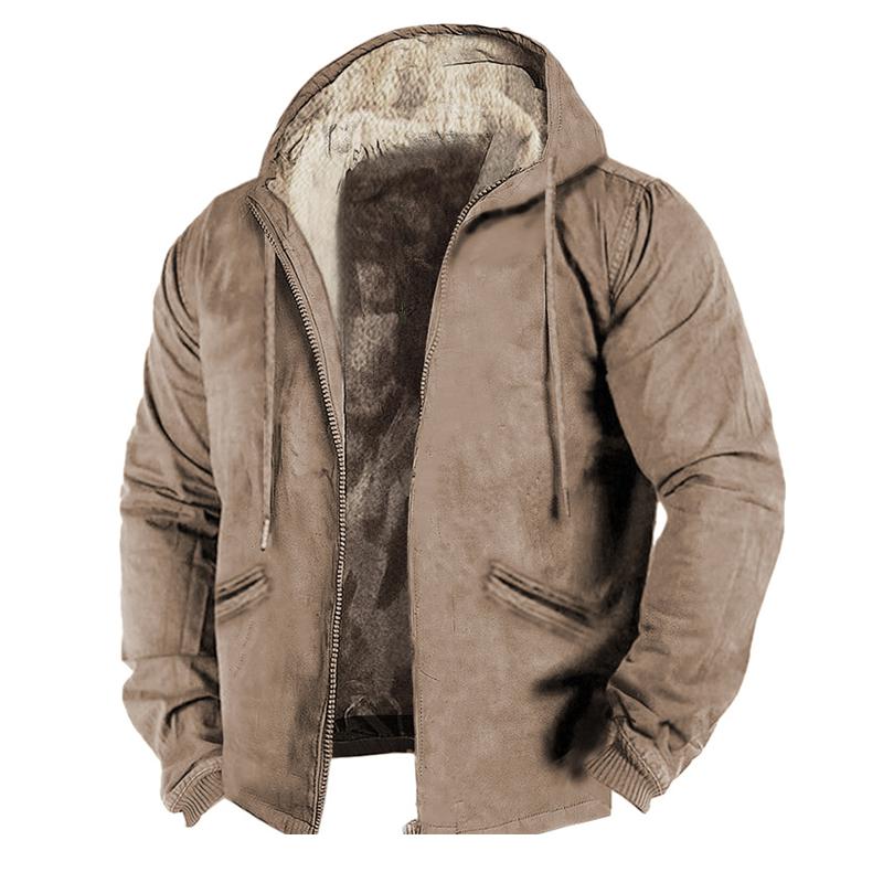 Men's Fleece Lined Hooded Jacket for Winter