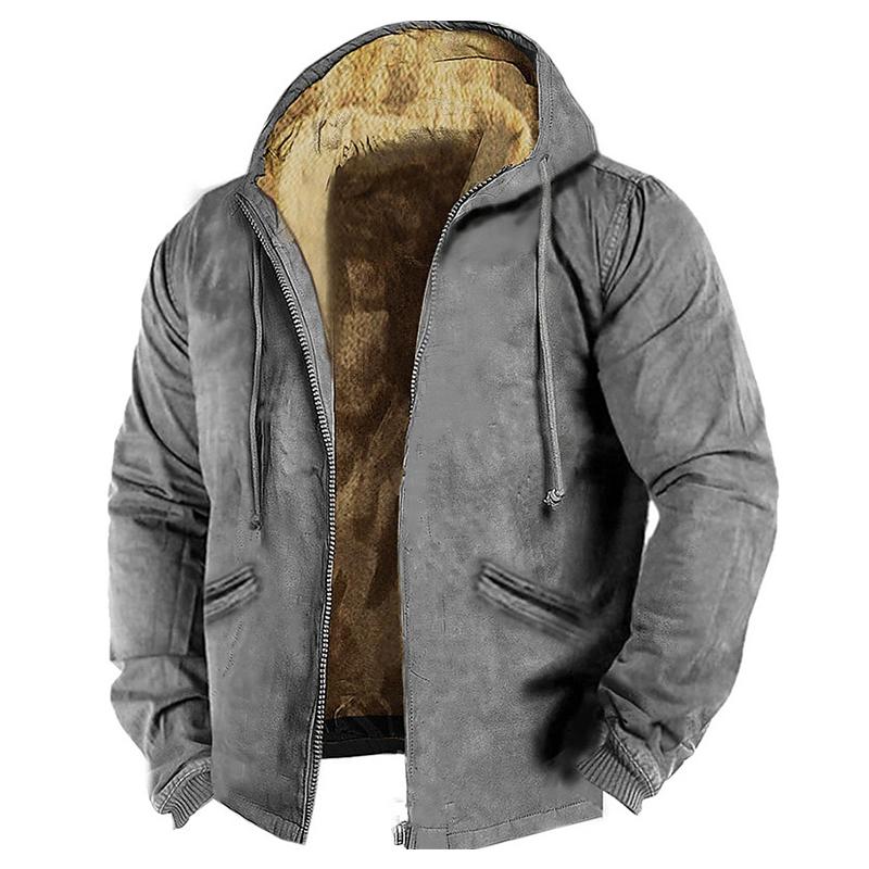 Men's Fleece Lined Hooded Jacket for Winter