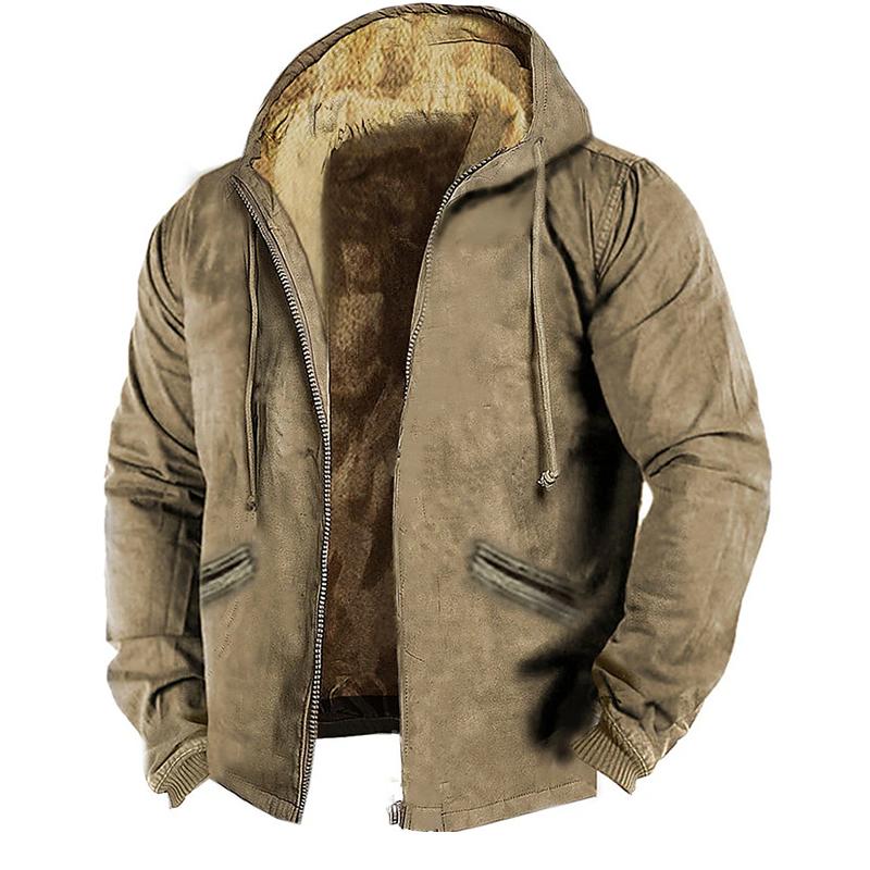 Men's Fleece Lined Hooded Jacket for Winter