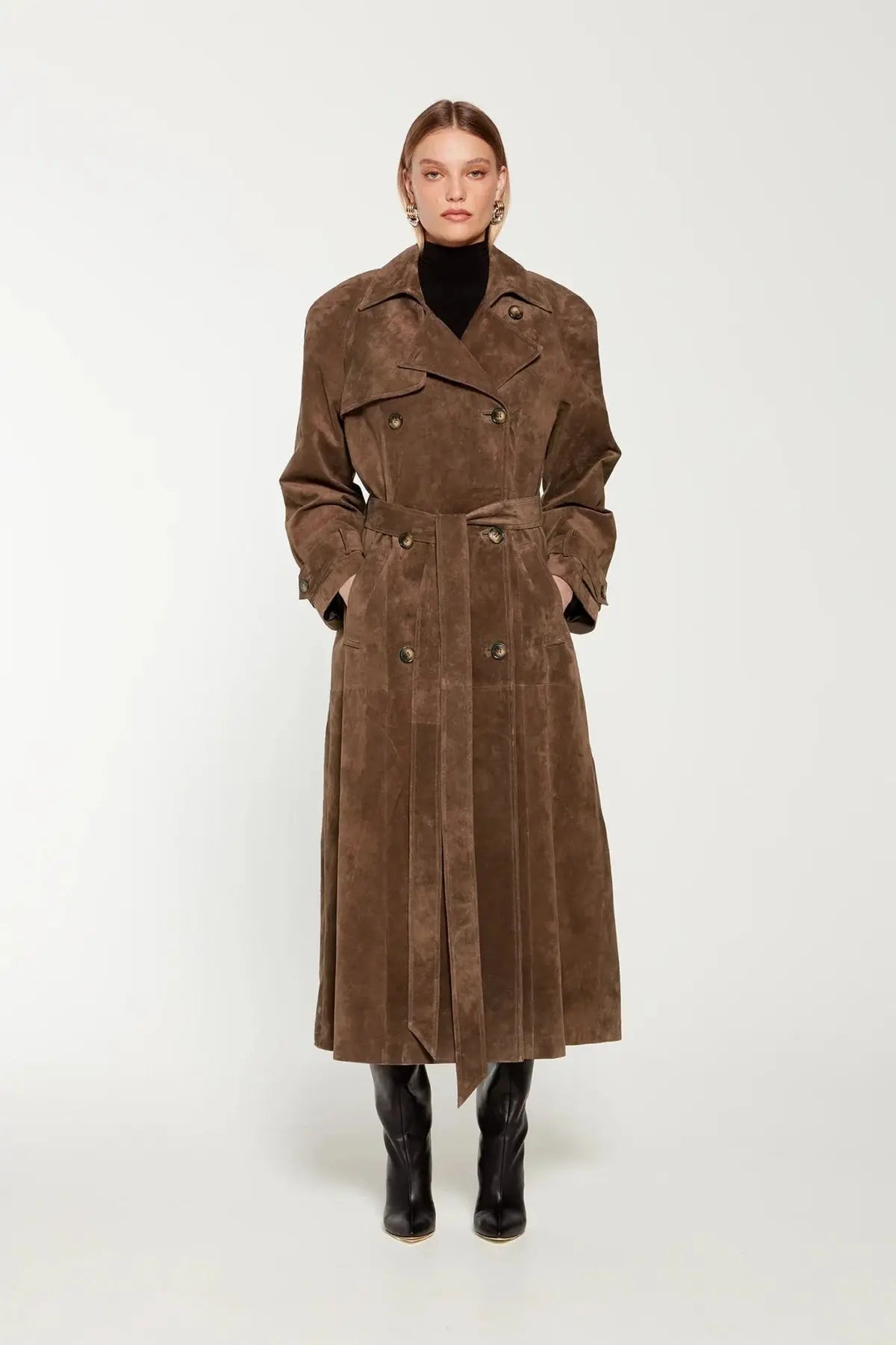 Women’s Suede Trench Coat for Winter