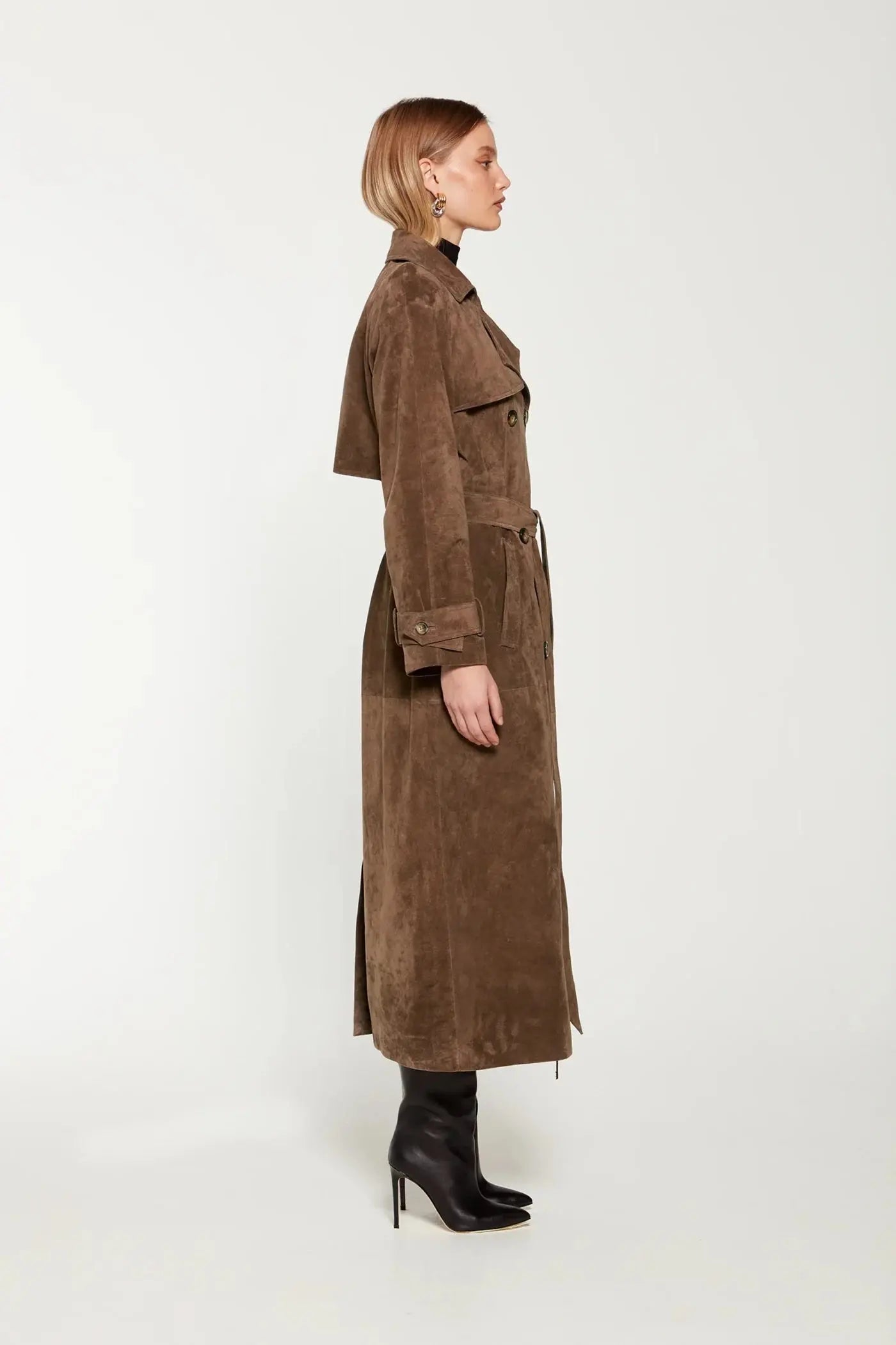 Women’s Suede Trench Coat for Winter