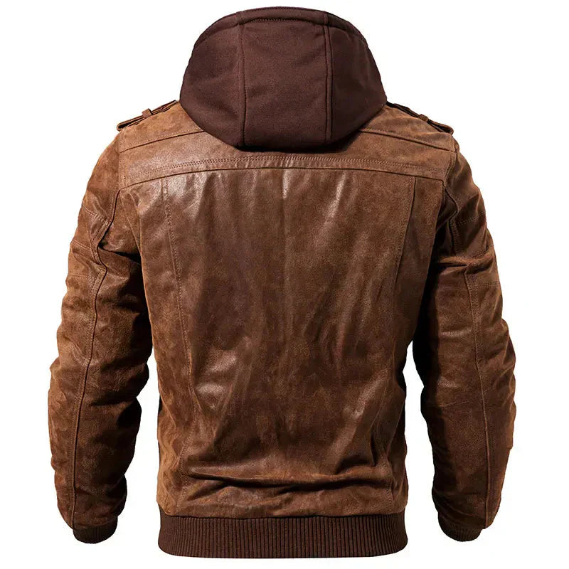 Stylish Men's Leather Winter Jacket 7H8K3L1