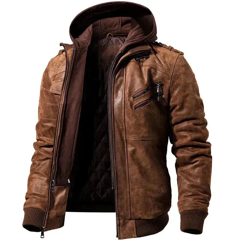 Stylish Men's Leather Winter Jacket 7H8K3L1