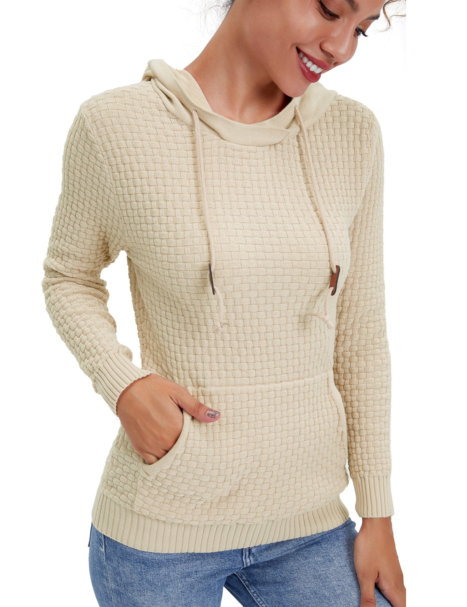 Women’s Knitted Hoodie Cotton Blend Warm Winter Jumper
