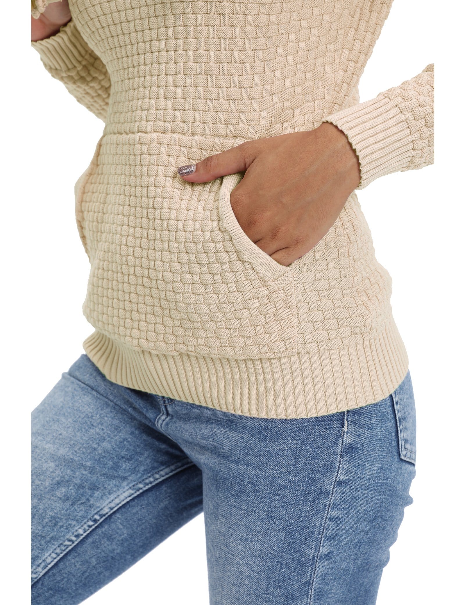 Women’s Knitted Hoodie Cotton Blend Warm Winter Jumper