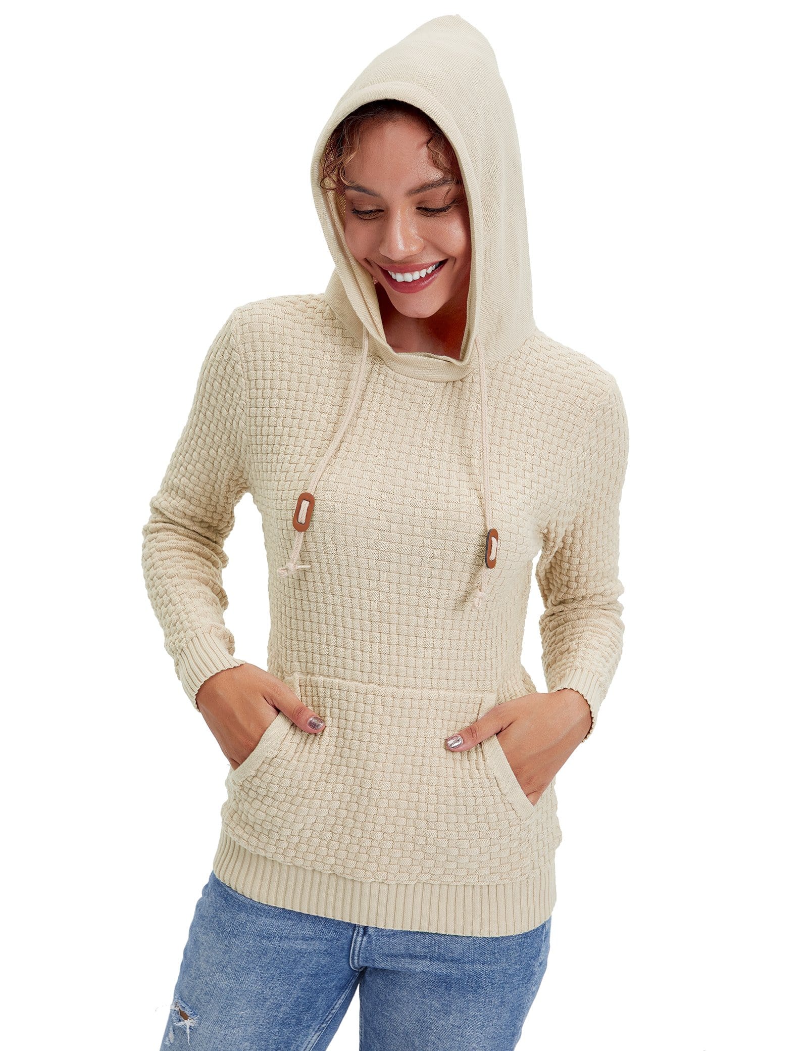 Women’s Knitted Hoodie Cotton Blend Warm Winter Jumper