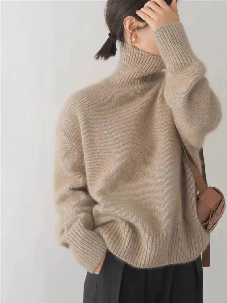 Women’s Merino Wool Turtleneck Knit Jumper for Winter
