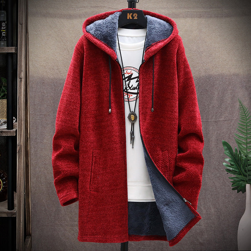 Men’s Fleece Lined Hooded Cardigan Jacket for Winter