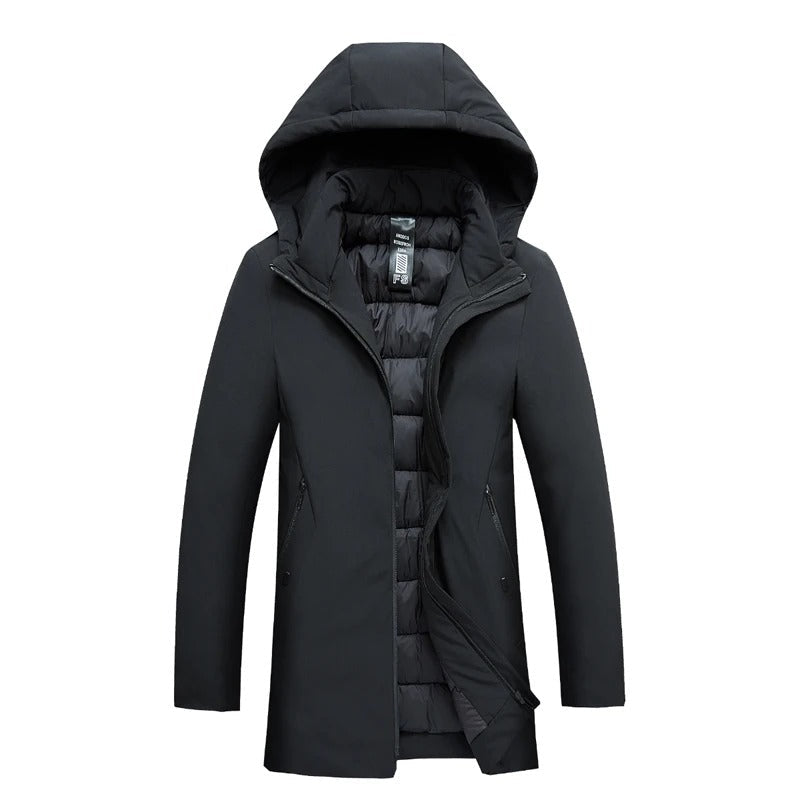 Men’s Insulated Winter Parka Jacket with Hood for Cold Weather and Outdoor Wear