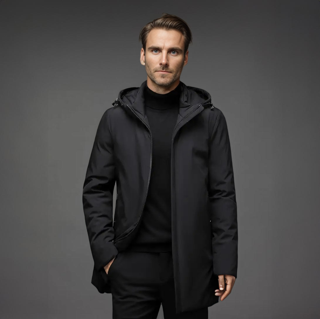 Men’s Insulated Winter Parka Jacket with Hood for Cold Weather and Outdoor Wear
