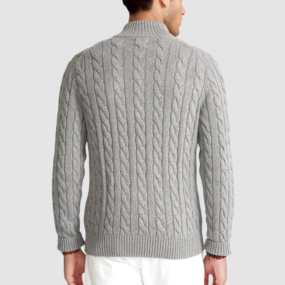 Men’s Merino Cable Knit Half-Zip Sweater | Winter Pullover