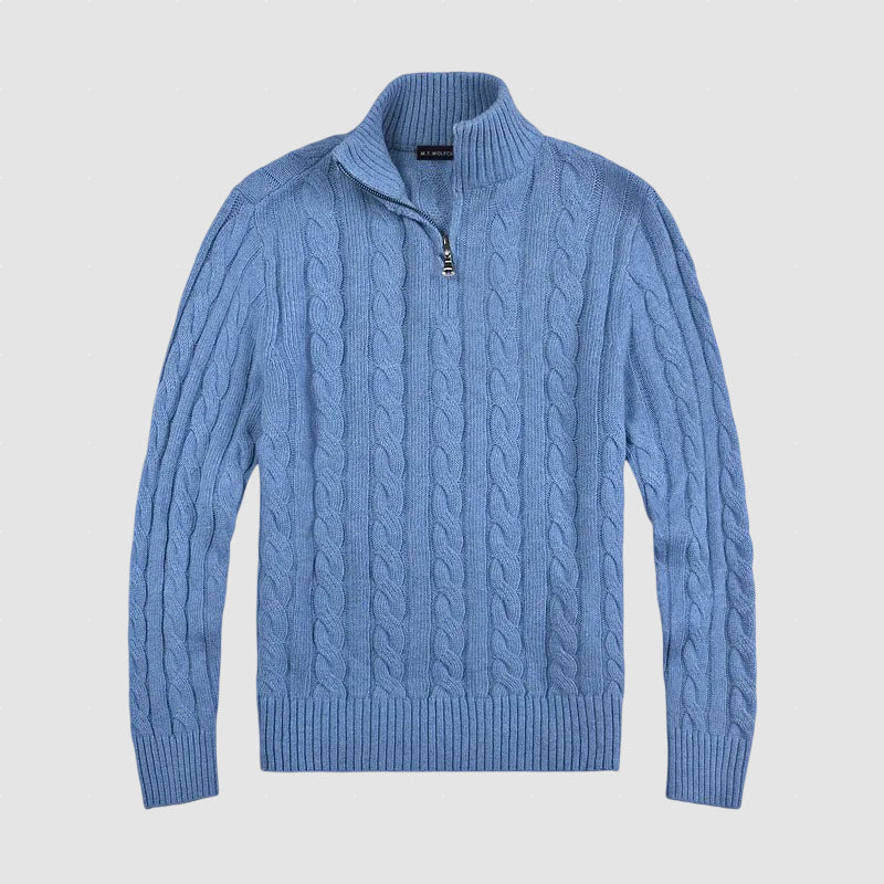 Men’s Merino Cable Knit Half-Zip Sweater | Winter Pullover