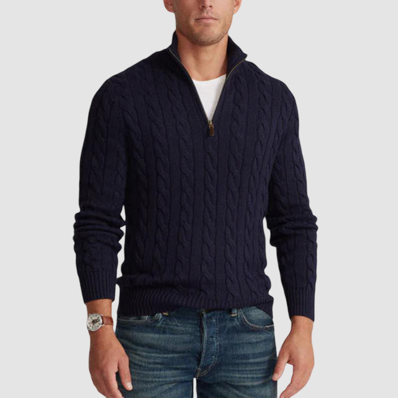 Men’s Merino Cable Knit Half-Zip Sweater | Winter Pullover