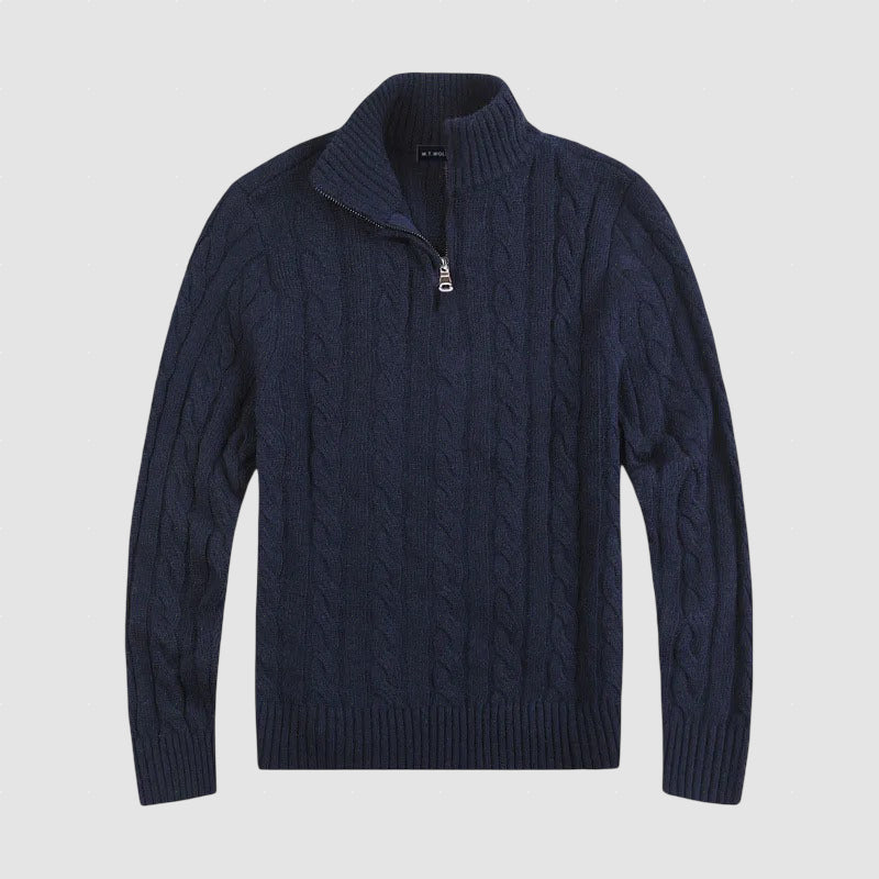 Men’s Merino Cable Knit Half-Zip Sweater | Winter Pullover