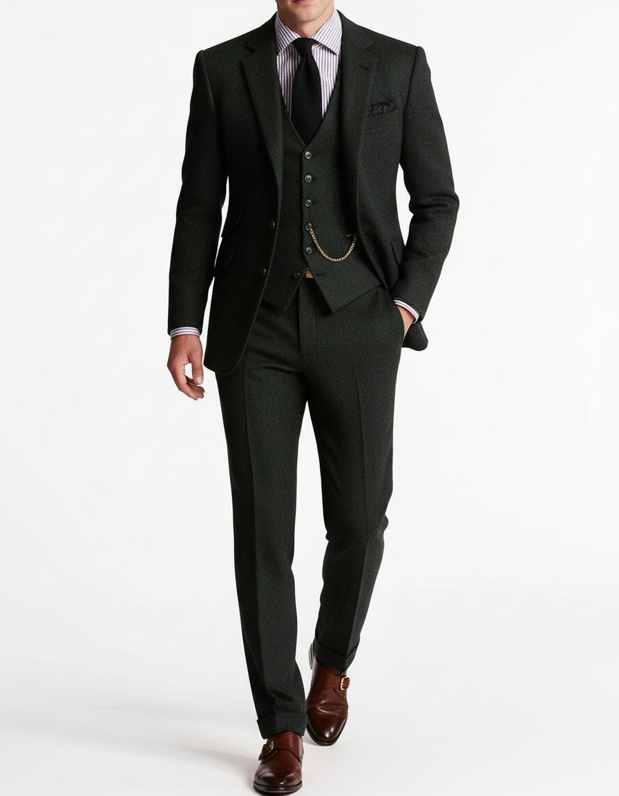 Men's Three Piece Wool Tweed Suit for Winter